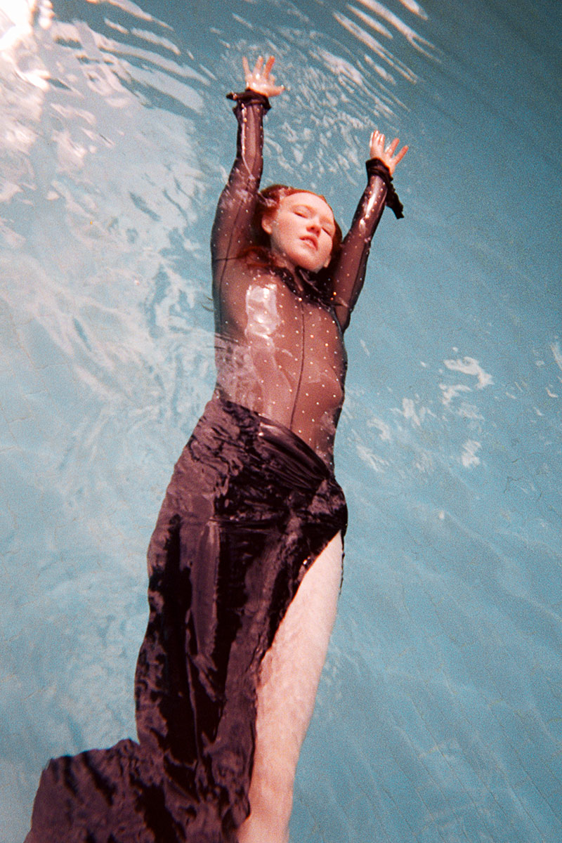 Black - Janjan Taşlı Transparan Bodysuit