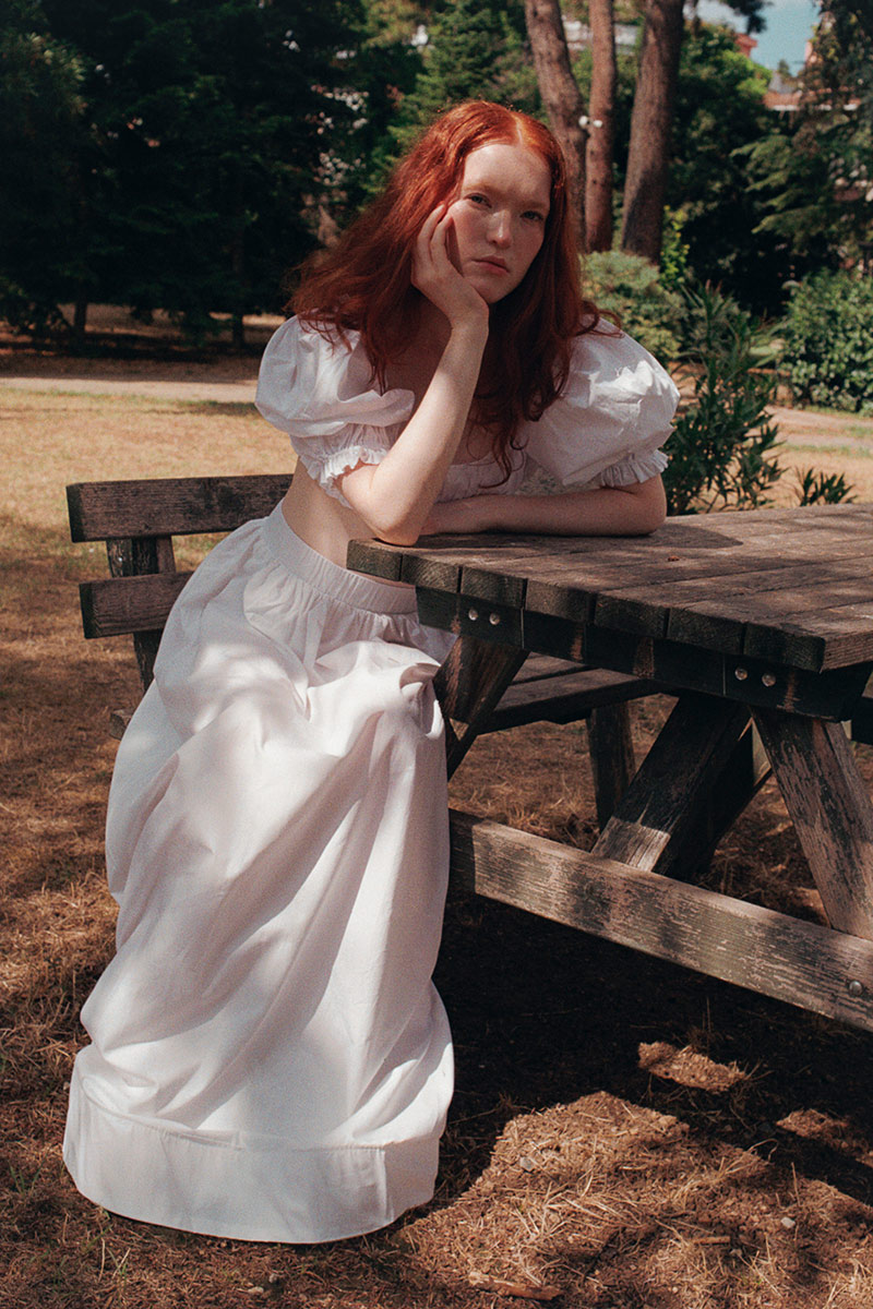 Off white Beli Lastikli Cepli Uzun Poplin Etek