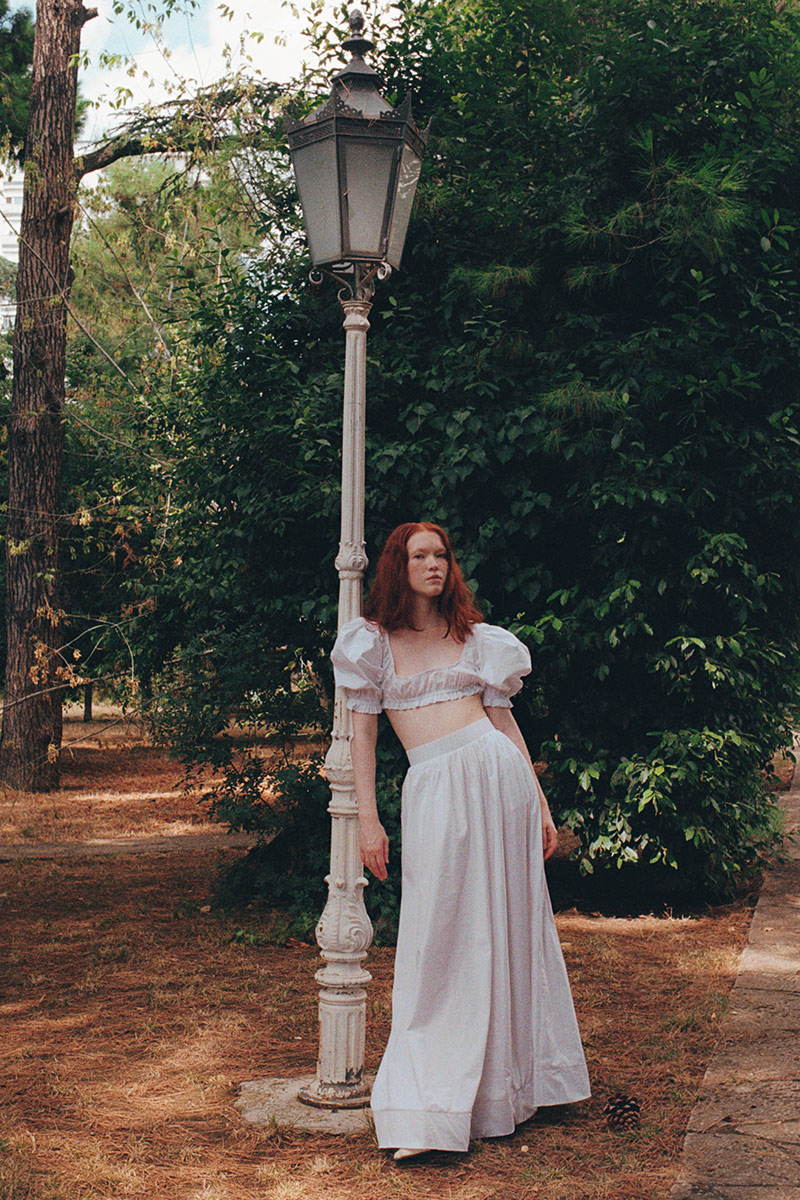 Off white Beli Lastikli Cepli Uzun Poplin Etek